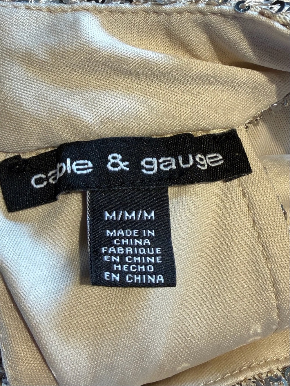 Cable & Gauge Champagne Gold Sequins Sleeveless Halter Neck Lined Top Sz M NWOT - Picture 14 of 16